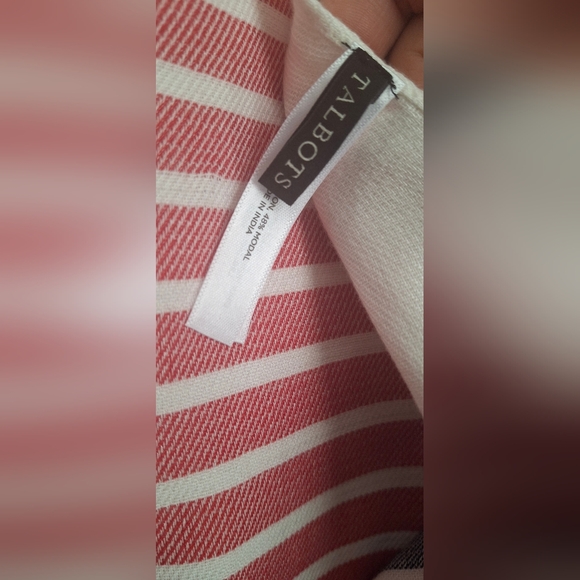 Talbots Womens Oversized Scarf Red White Blue Striped Accessory Classic travel - Picture 4 of 5